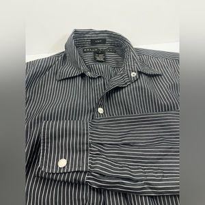 Ralph Lauren Black Label black & white striped snap button down shirt
